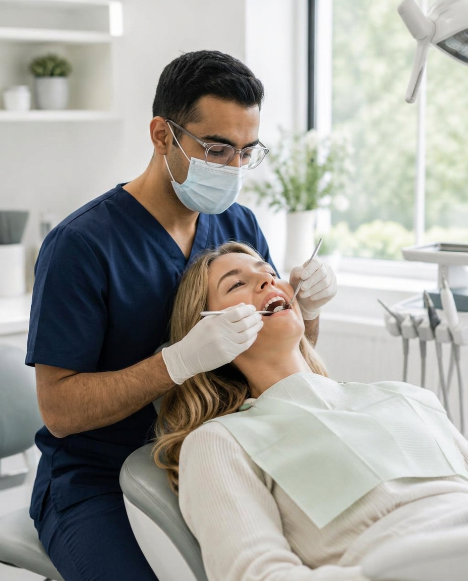 Dentiste réalisant une consultation de dentisterie générale